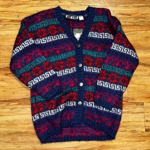 Colorful Knit Cardigan with Button Front